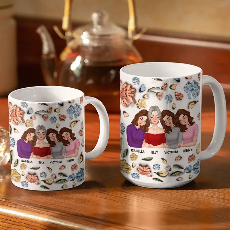 Gift For Mother,Gift For Daughter,Mom - Daughters (Adult),Love - Mother & Daughter Forever Linked Together - 3D Inflated Effect Printed Mug, Personalized White Edge-to-Edge Mug