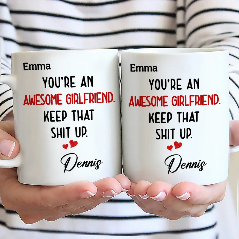 Gift For Couples, Gift For Wife, Gift For Girlfriend - Text Pattern You Are An Awesome Wife - Personalized Mug