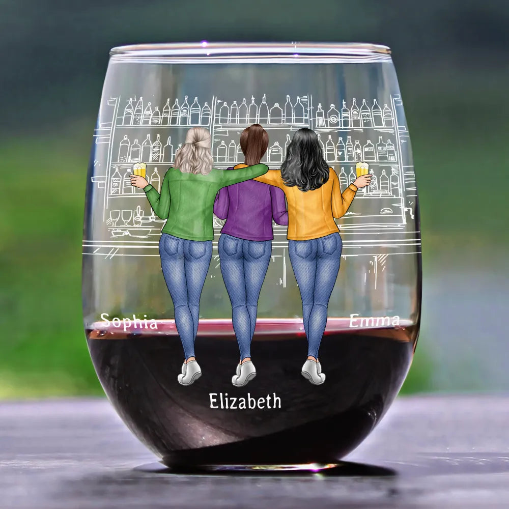 Gift For Bestie, Gift For Sisters - Wine Because Punching People Is Illegal - Personalized Stemless Wine Glass
