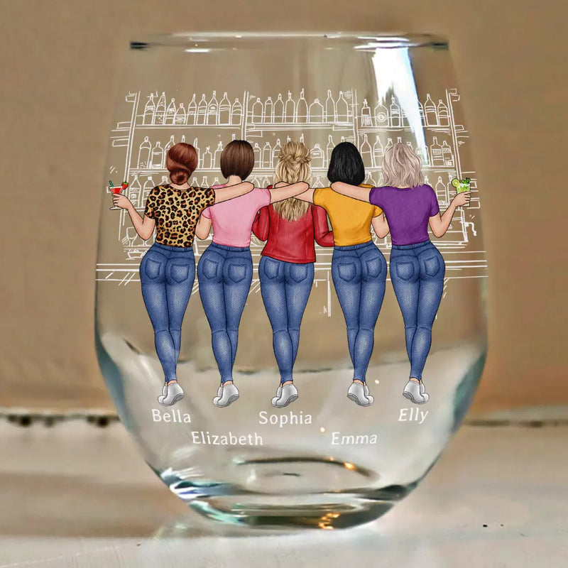 Gift For Bestie, Gift For Sisters - Wine Because Punching People Is Illegal - Personalized Stemless Wine Glass
