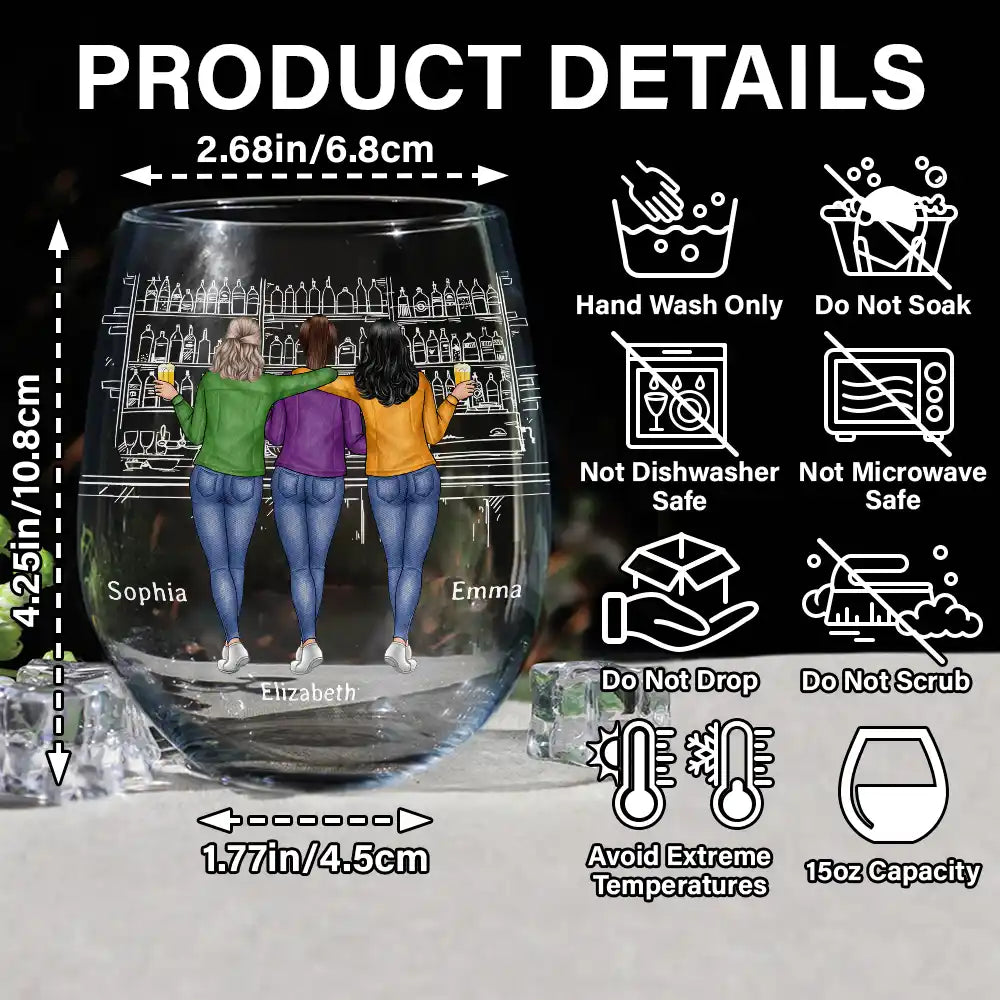 Gift For Bestie, Gift For Sisters - Wine Because Punching People Is Illegal - Personalized Stemless Wine Glass
