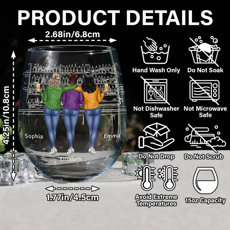 Gift For Bestie, Gift For Sisters - Wine Because Punching People Is Illegal - Personalized Stemless Wine Glass
