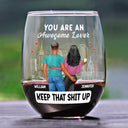 Gift For Couples, Gift For Wife, Gift For Girlfriend - You Are An Awesome Wife - Personalized Stemless Wine Glass