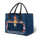 Gift For Grandma, Gift For Mother - Important Nana Mom Stuff - Personalized Leather Bag