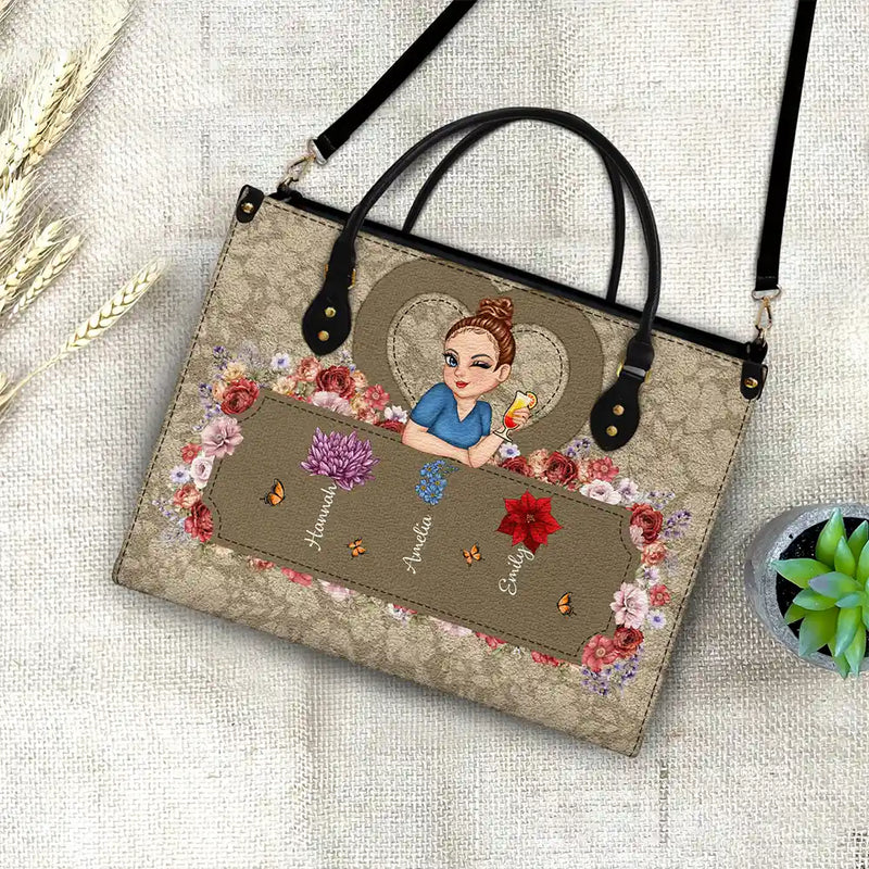 Gift For Grandma, Gift For Mother - Important Nana Mom Stuff - Personalized Leather Bag