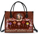 Gift For Grandma, Gift For Mother - Important Nana Mom Stuff - Personalized Leather Bag
