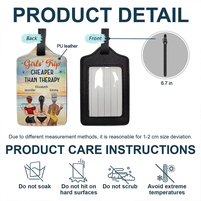 Gift For Bestie,Gift For Sisters,Happy,Travel - A True Friendship Is A Journey Without An End - Personalized Luggage Tag