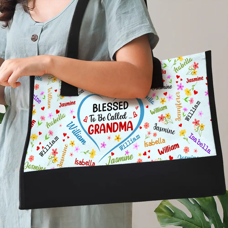Gift For Grandma, Gift For Mother - Text Pattern Bless To Be Called Grandma Nana Mom - Personalized Canvas Tote Bag