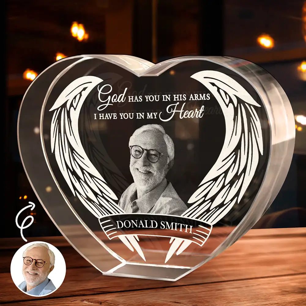 Memorial,Custom Photo,Sad - Custom Photo Memorial Gift for Loved Ones - Personalized Crystal Heart