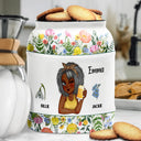 Gift For Mother,Gift For Grandma,Happy - Made With Love Grandkids Eat Free - Personalized Cookie Jar