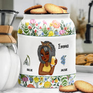 Gift For Mother,Gift For Grandma,Happy - Made With Love Grandkids Eat Free - Personalized Cookie Jar