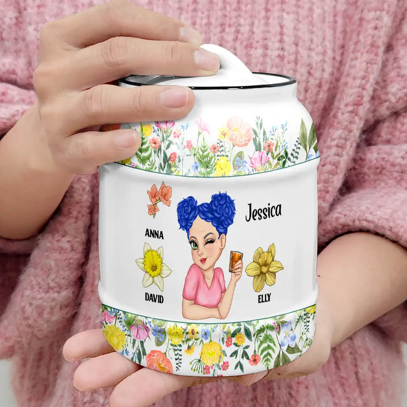 Gift For Mother,Gift For Grandma,Happy - Made With Love Grandkids Eat Free - Personalized Cookie Jar