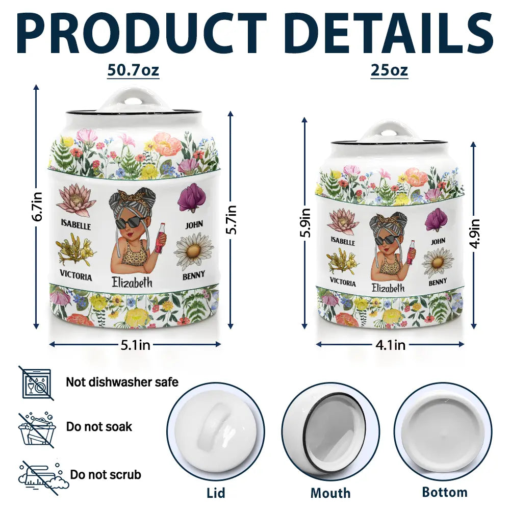 Gift For Mother,Gift For Grandma,Happy - Made With Love Grandkids Eat Free - Personalized Cookie Jar