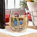 Gift For Grandma, Gift For Mother, Grandma - Grandkids, Happy - Living That Grandma Life - Personalized Stemless Wine Glass