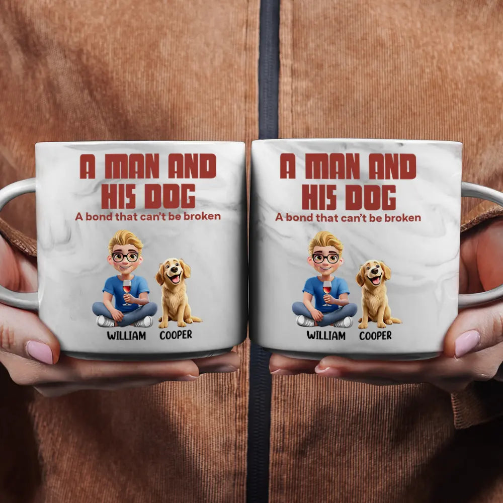 Gift For Women, Gift For Yourself, Dog Lovers, Dog Mom, Pet Lovers, Gift For Wife, Pet Mom, Gift For Mother, Happy - A Bond That Can't Be Broken Dog Mom Dog Dad - Personalized Marble Mug