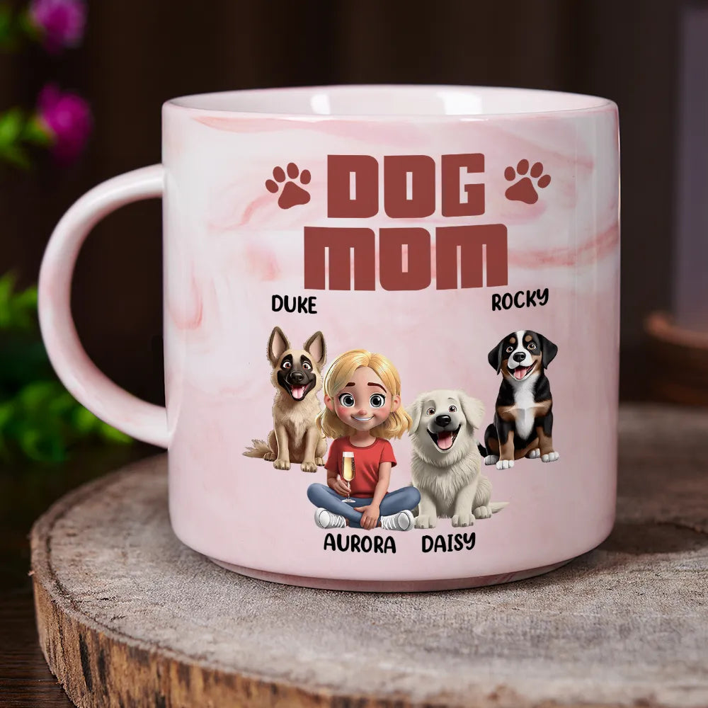 Gift For Women, Gift For Yourself, Dog Lovers, Dog Mom, Pet Lovers, Gift For Wife, Pet Mom, Gift For Mother, Happy - A Bond That Can't Be Broken Dog Mom Dog Dad - Personalized Marble Mug