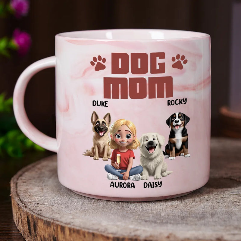 Gift For Women, Gift For Yourself, Dog Lovers, Dog Mom, Pet Lovers, Gift For Wife, Pet Mom, Gift For Mother, Happy - A Bond That Can't Be Broken Dog Mom Dog Dad - Personalized Marble Mug