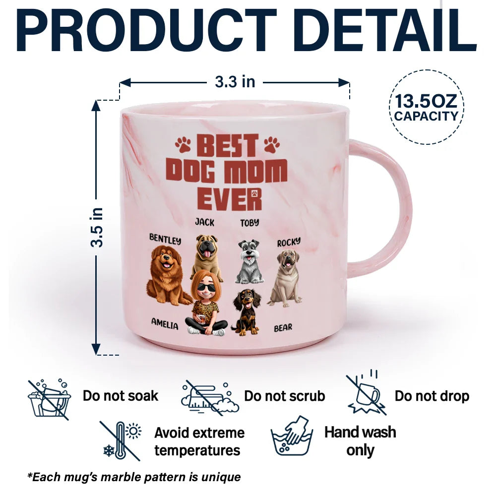 Gift For Women, Gift For Yourself, Dog Lovers, Dog Mom, Pet Lovers, Gift For Wife, Pet Mom, Gift For Mother, Happy - A Bond That Can't Be Broken Dog Mom Dog Dad - Personalized Marble Mug