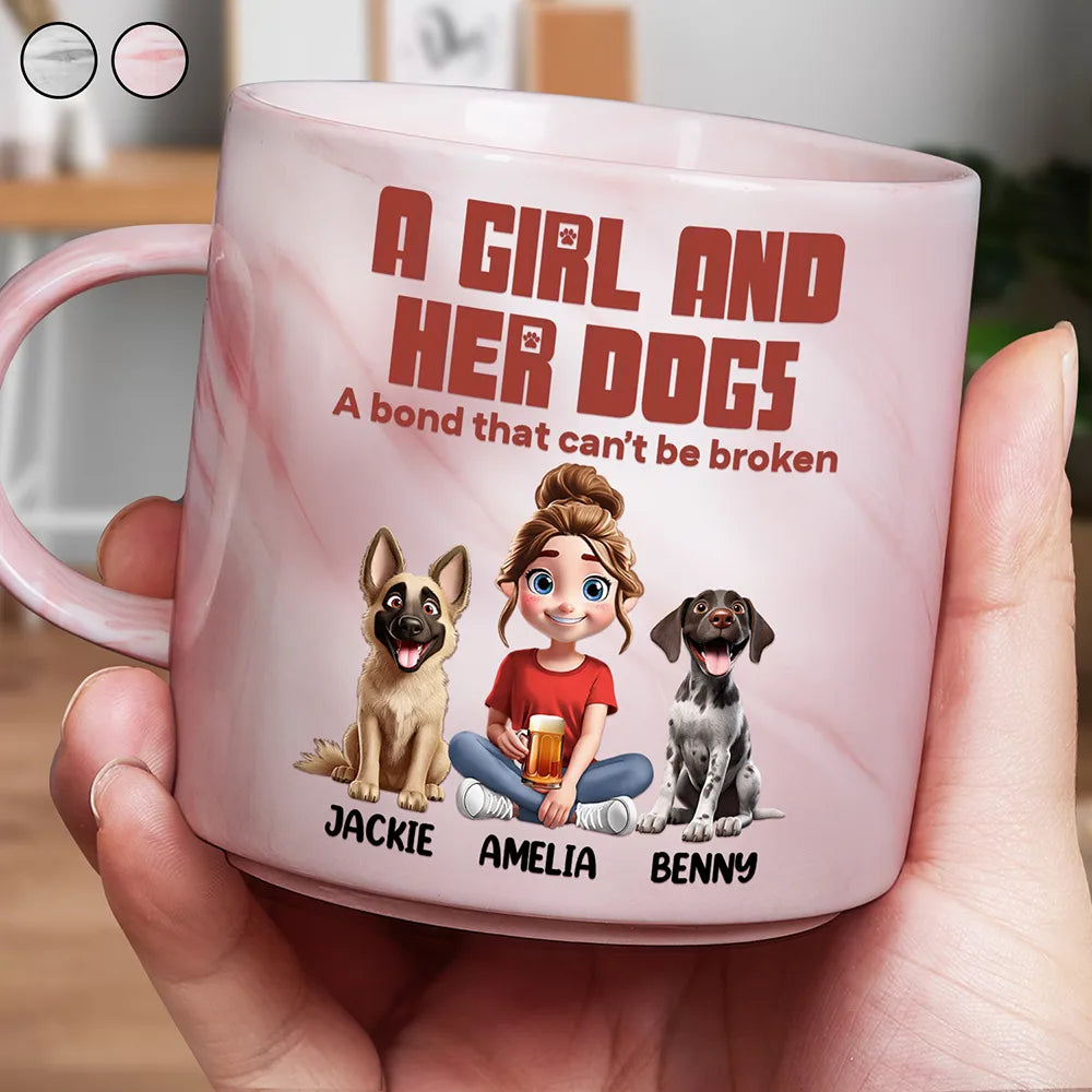 Gift For Women, Gift For Yourself, Dog Lovers, Dog Mom, Pet Lovers, Gift For Wife, Pet Mom, Gift For Mother, Happy - A Bond That Can't Be Broken Dog Mom Dog Dad - Personalized Marble Mug