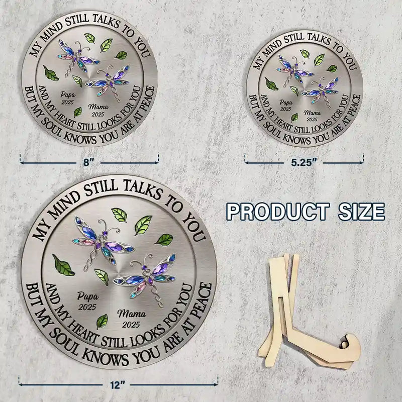 Memorial,Sad,Family - Memorial My Mind Still Talks To You - Personalized 2-Layered Wooden Plaque With Stand