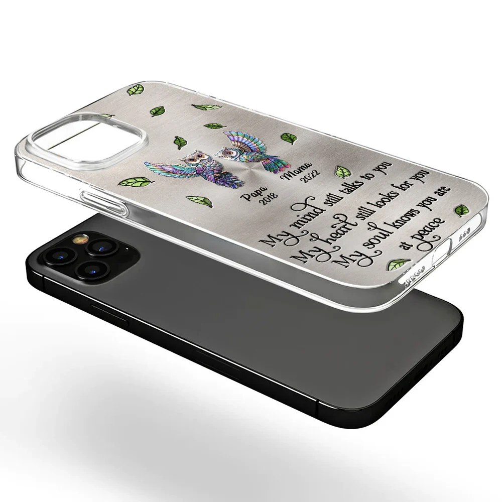 Memorial, Sad, Family - Memorial My Mind Still Talks To You - Metal Effect Printed, Personalized Clear Phone Case