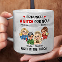 Gift For Bestie,Gift For Sisters,Happy - Right In The Throat Besties - Personalized Marble Mug