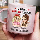 Gift For Bestie,Gift For Sisters,Happy - Right In The Throat Besties - Personalized Marble Mug