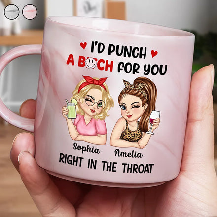 Right In The Throat Besties - Personalized Marble Mug