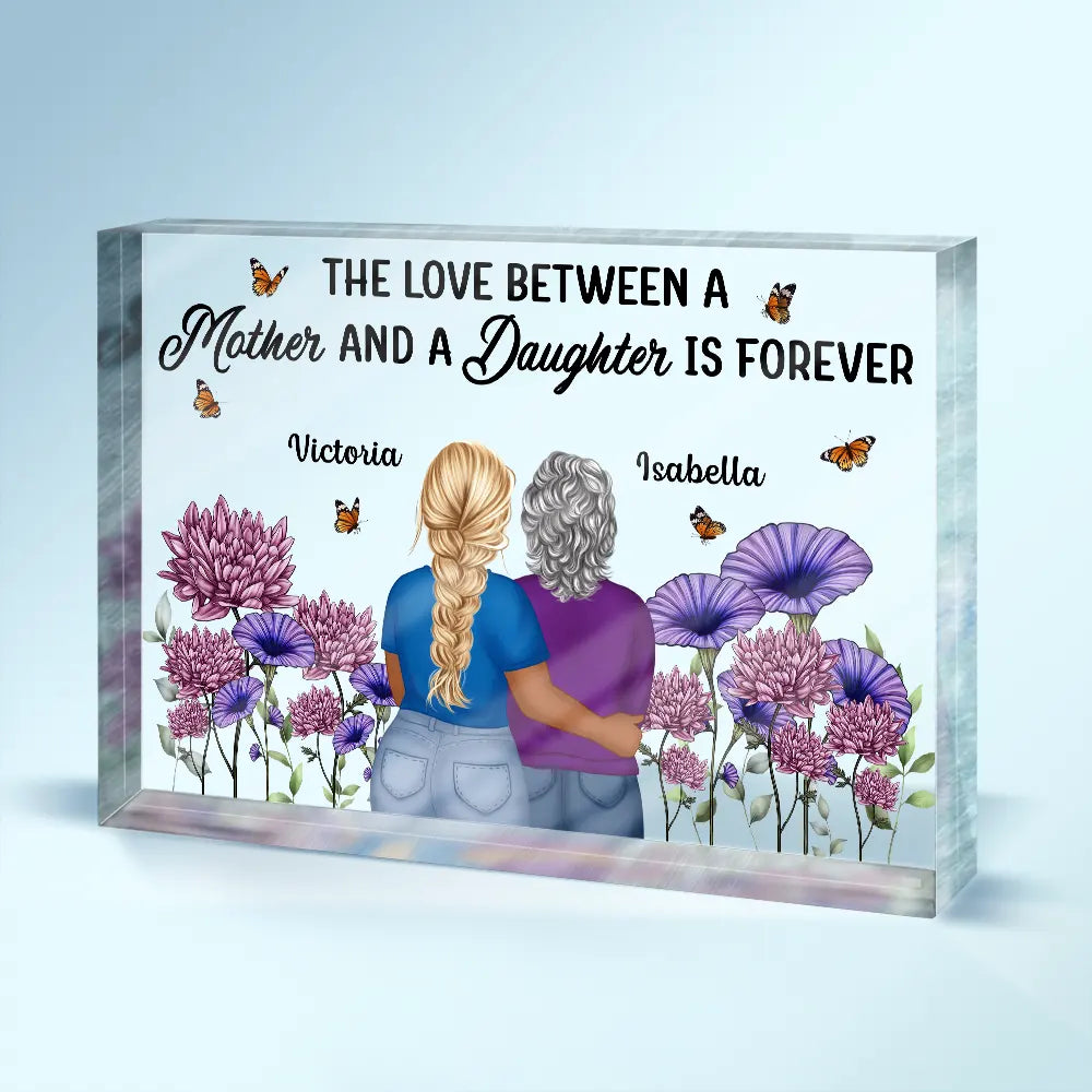 Gift For Mother,Gift For Daughter,Mom - Daughters (Adult),Love - Birth Month Flower Mother And Daughter Forever Linked Together - Personalized Rectangle Shaped Acrylic Plaque