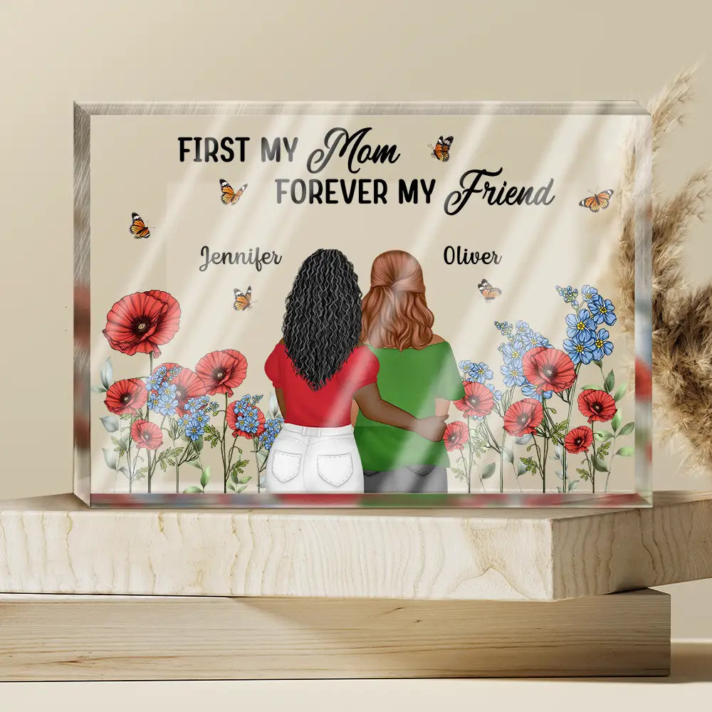 Gift For Mother,Gift For Daughter,Mom - Daughters (Adult),Love - Birth Month Flower Mother And Daughter Forever Linked Together - Personalized Rectangle Shaped Acrylic Plaque
