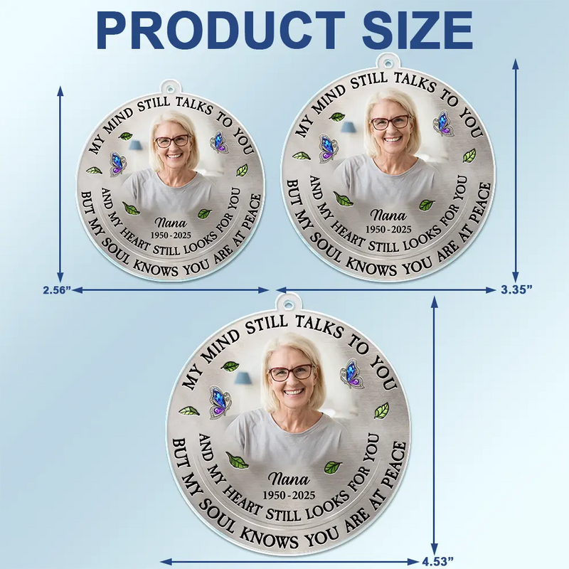 Memorial, Custom Photo, Family, Sad, Gift For Grandparents, Parents - Custom Photo Memorial My Mind Still Talks To You - Personalized Acrylic Car Hanger