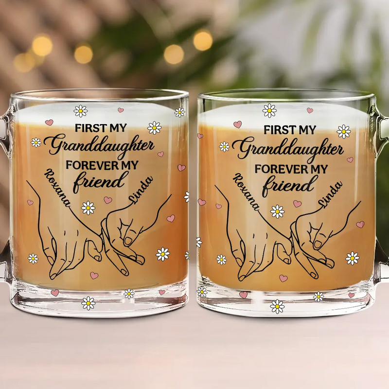 Gift For Daughter, Mom - Daughters (Adult), Mom - Daughters (Young), Gift For Mother, Love - First My Daughter Forever My Friend - Personalized Glass Mug