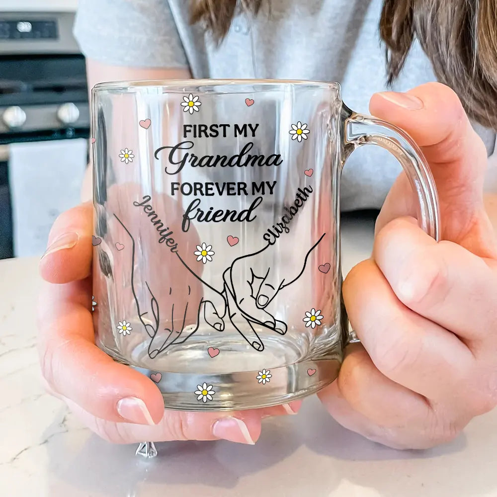 Gift For Daughter, Mom - Daughters (Adult), Mom - Daughters (Young), Gift For Mother, Love - First My Daughter Forever My Friend - Personalized Glass Mug