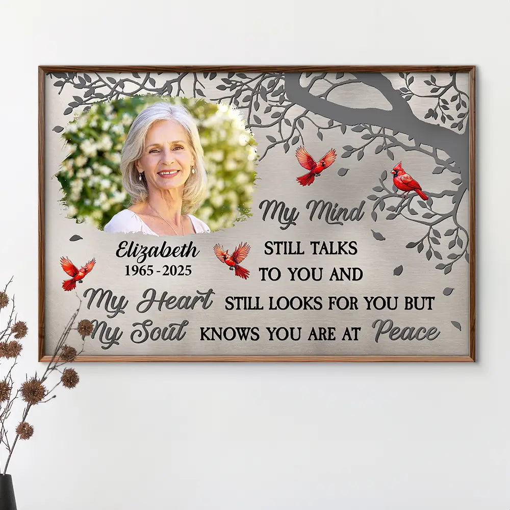 Memorial,Family,Sad,Parents,Gift For Grandparents,Gift For Sibling - Custom Photo Memorial My Mind Still Talks To You - Personalized Poster