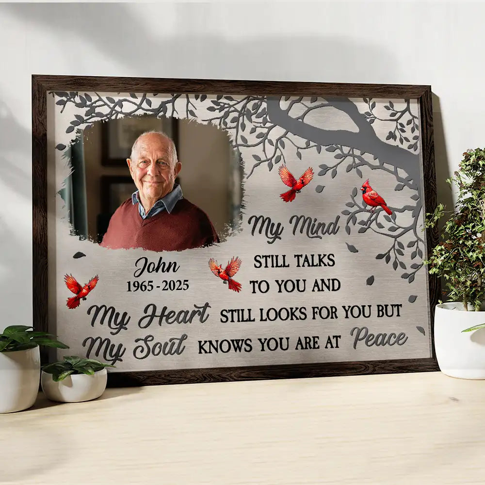 Memorial,Family,Sad,Parents,Gift For Grandparents,Gift For Sibling - Custom Photo Memorial My Mind Still Talks To You - Personalized Poster