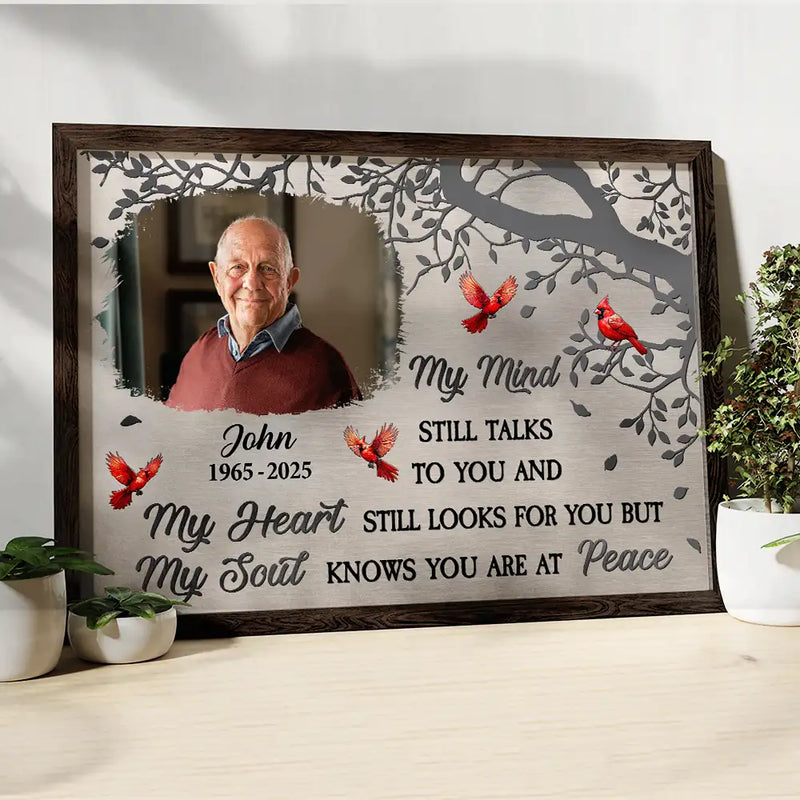 Memorial,Family,Sad,Parents,Gift For Grandparents,Gift For Sibling - Custom Photo Memorial My Mind Still Talks To You - Personalized Poster