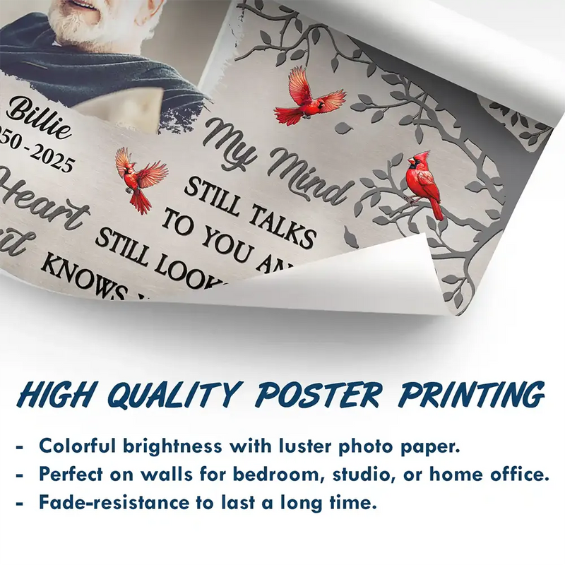 Memorial,Family,Sad,Parents,Gift For Grandparents,Gift For Sibling - Custom Photo Memorial My Mind Still Talks To You - Personalized Poster