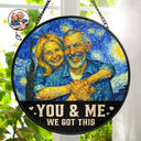 Gift For Couples,Gift For Husband,Gift For Wife,Gift For Boyfriend,Gift For Girlfriend - Custom Photo You And Me We Got This Under Starry Night - Personalized Stained Glass Window Hanging Suncatcher
