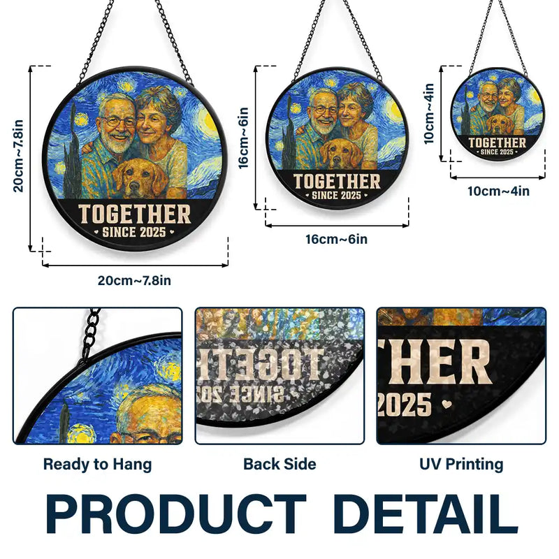 Gift For Couples,Gift For Husband,Gift For Wife,Gift For Boyfriend,Gift For Girlfriend - Custom Photo You And Me We Got This Under Starry Night - Personalized Stained Glass Window Hanging Suncatcher