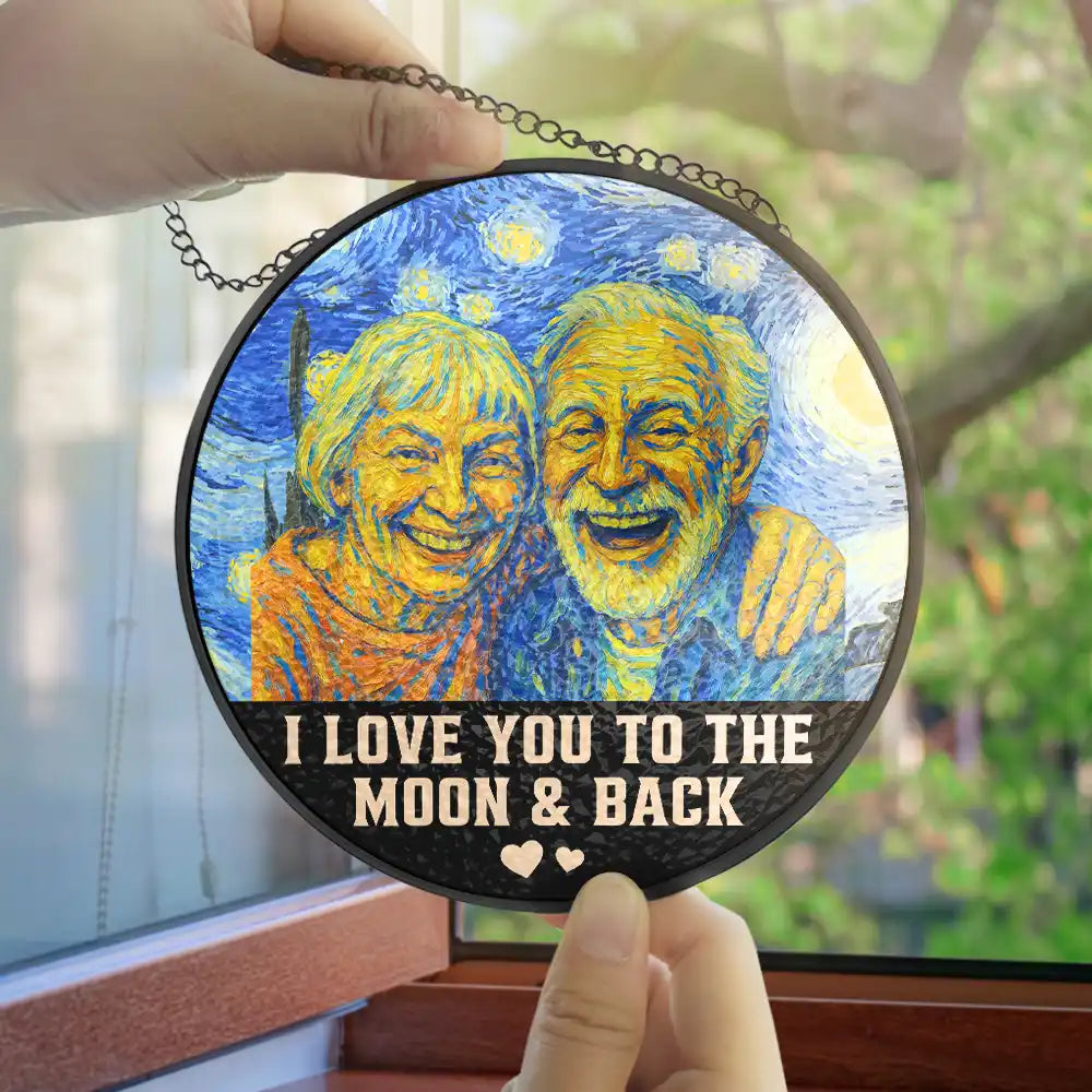 Gift For Couples,Gift For Husband,Gift For Wife,Gift For Boyfriend,Gift For Girlfriend - Custom Photo You And Me We Got This Under Starry Night - Personalized Stained Glass Window Hanging Suncatcher