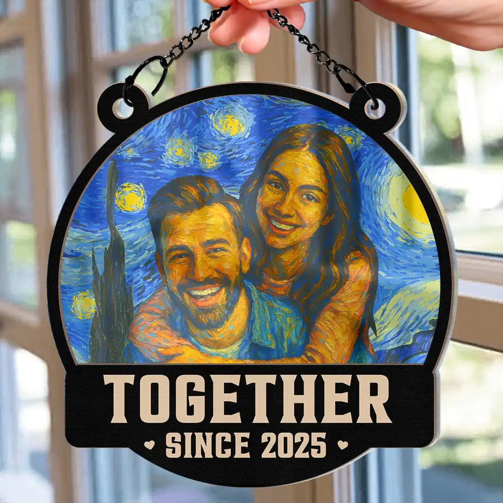 Gift For Couples,Gift For Husband,Gift For Wife,Gift For Boyfriend,Gift For Girlfriend - Custom Photo You And Me We Got This Under Starry Night - Personalized Window Hanging Suncatcher Ornament