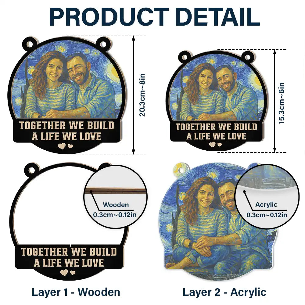 Gift For Couples,Gift For Husband,Gift For Wife,Gift For Boyfriend,Gift For Girlfriend - Custom Photo You And Me We Got This Under Starry Night - Personalized Window Hanging Suncatcher Ornament