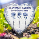 Gift For Grandma,Gift For Mother,Happy - Grandma's Garden Love Grows Here Toile Flower - Personalized Heart Slate Garden Stake