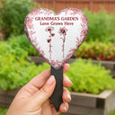 Gift For Grandma,Gift For Mother,Happy - Grandma's Garden Love Grows Here Toile Flower - Personalized Heart Slate Garden Stake