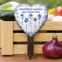 Gift For Grandma,Gift For Mother,Happy - Grandma's Garden Love Grows Here Toile Flower - Personalized Heart Slate Garden Stake