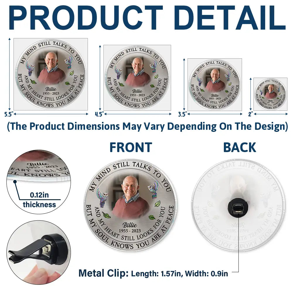 Memorial,Family,Parents,Gift For Grandparents,Custom Photo,Sad - Custom Photo Memorial My Mind Still Talks To You - Personalized Acrylic Car Vent Clip