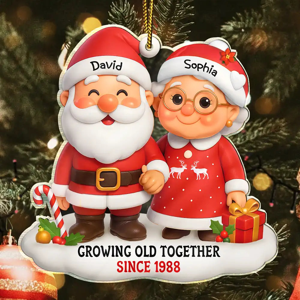 Santa Couple Growing Old Together - Personalized Custom Shaped Acrylic Ornament