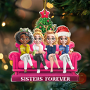 Gift For Bestie,Gift For Sisters,Christmas,Happy - 3D Effect Besties Forever Christmas - Personalized Custom Shaped Acrylic Ornament