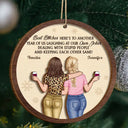 Gift For Bestie,Old Best friends,Gift For Sisters,Happy,Christmas - Best Friends Here's To Another Year Of Us - Personalized 2-Layered Wooden Ornament