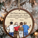 Gift For Bestie,Old Best friends,Gift For Sisters,Happy,Christmas - Best Friends Here's To Another Year Of Us - Personalized 2-Layered Wooden Ornament